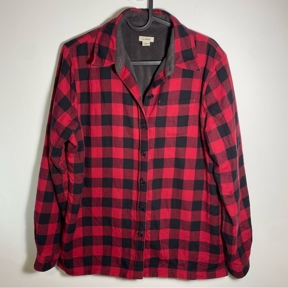 L.L. Bean Tops - LL Bean Womens Fleece Lined Flannel Shirt Jacket Size xs